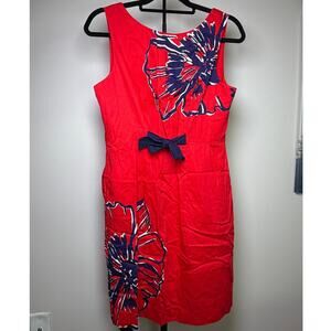 Lilly Pulitzer Summer 2011 100% Cotton Red Floral Shift Dress Size 10